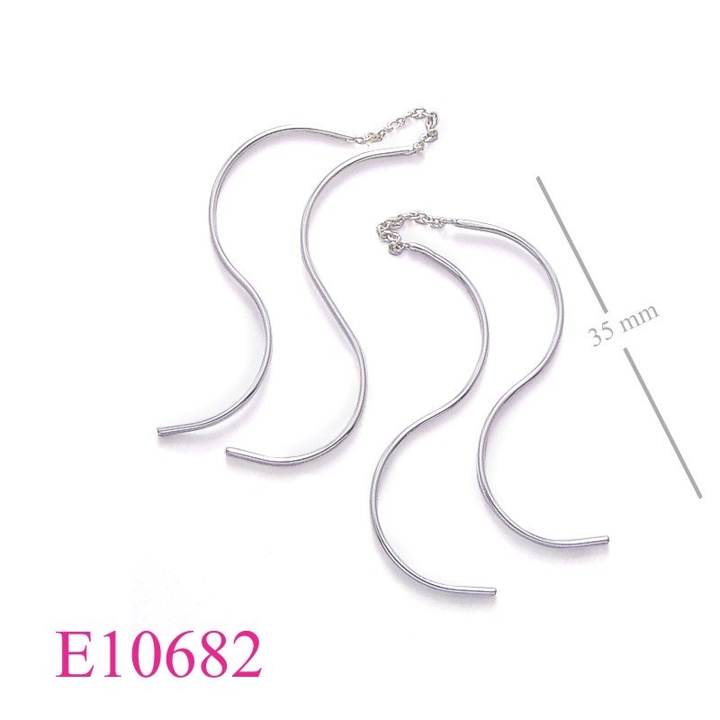 Earrings, thru chain "S" wires.