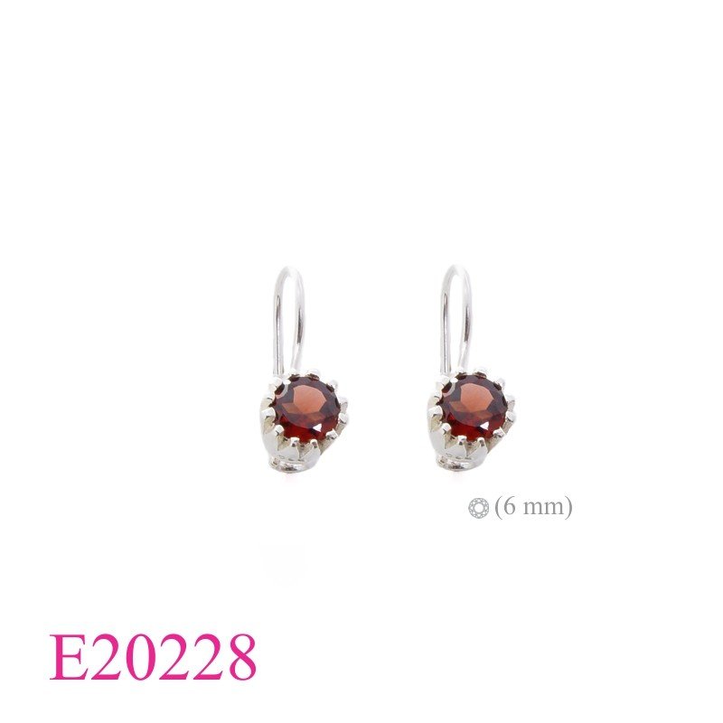 Earrings, 6mm round stone long wire.