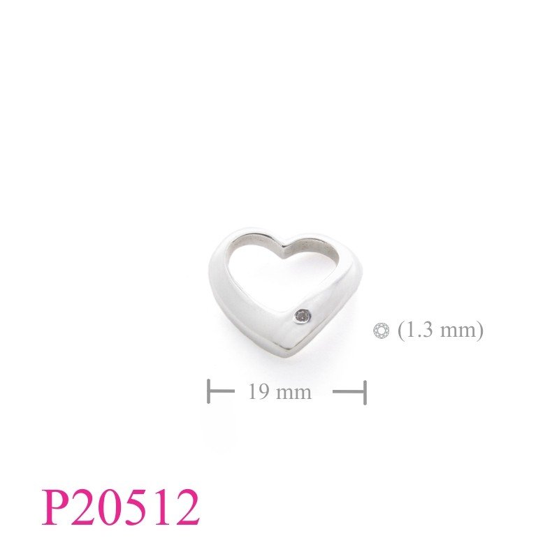Heart Pendant, CZ Pendant,  with CCZ.