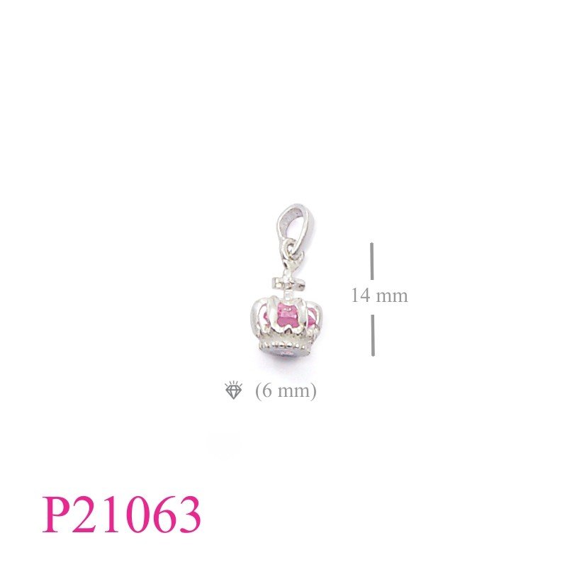 Pendant, crown with 6mm round stone inside.