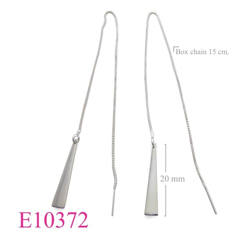 Earrings, silver sheet with 15 cm. Box chain