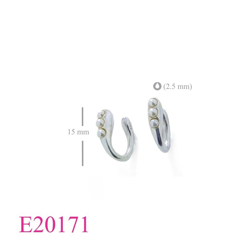 Earrings, ear clip with 3 perls.