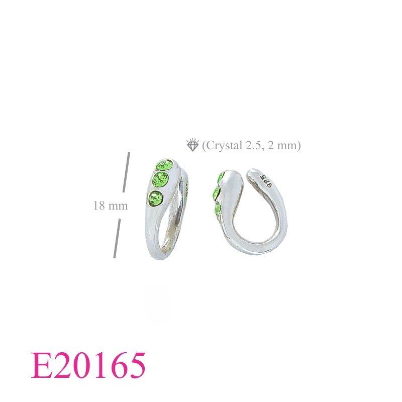Earrings, 3 crystal U shape clip.