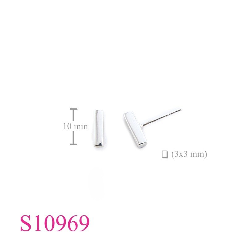 Earrings, 3x10mm square tube.