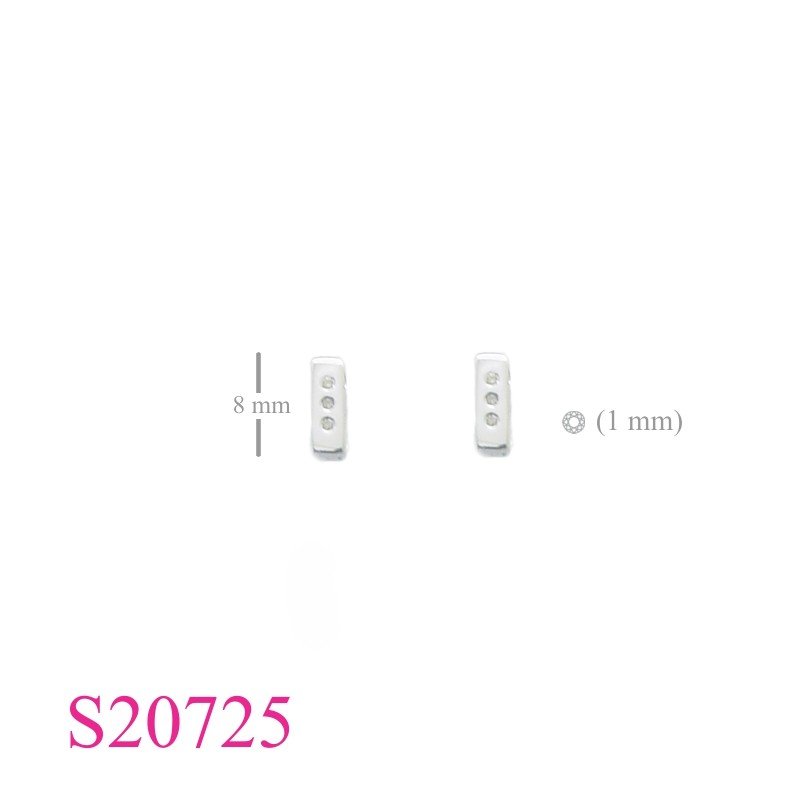 Earrings, rectangle with 1mm round stones.
