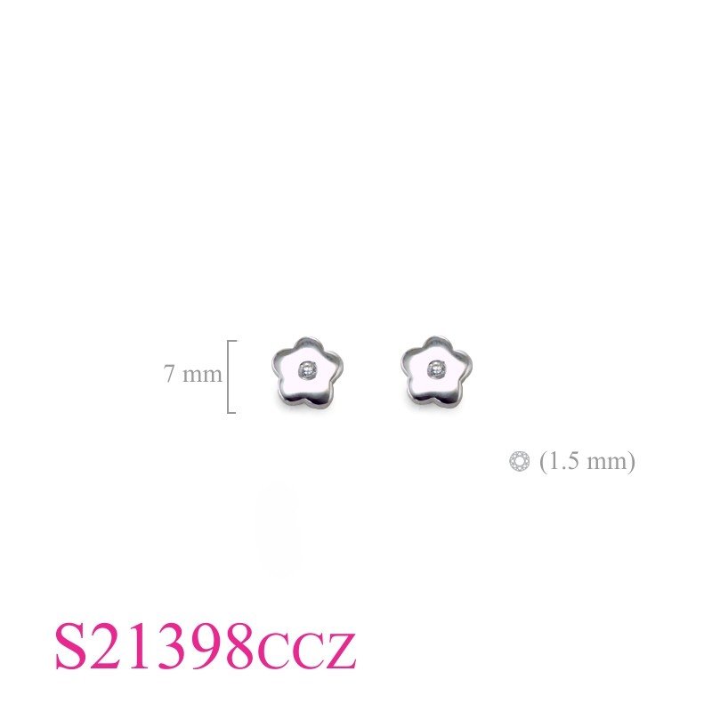 Flower Earrings, CZ Earrings,  with small CCZ.