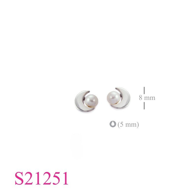 Earrings, crescent and PP perl bead.