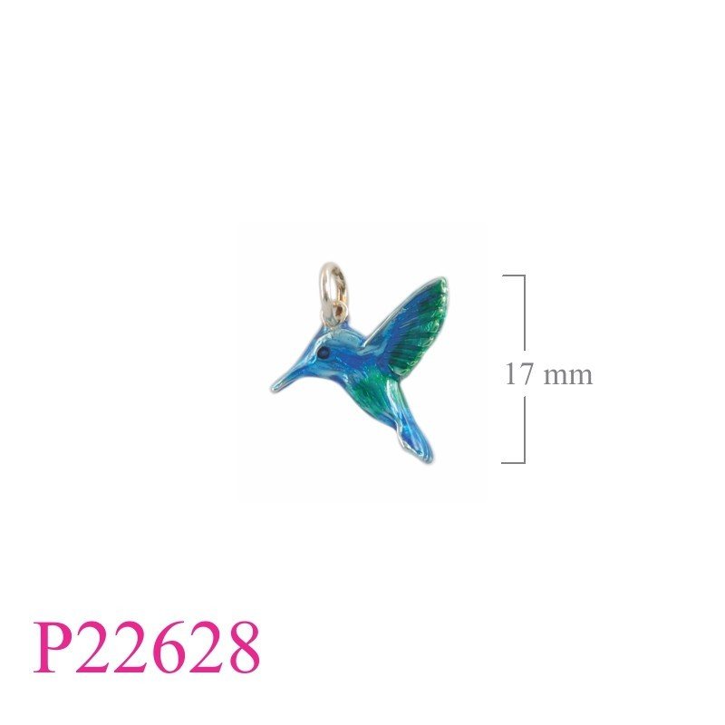 Pendant, humming bird enamel.