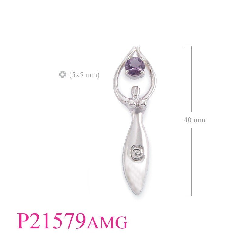 Pendant, Earth dreamer with 5mm round Amethyst Glass stone.