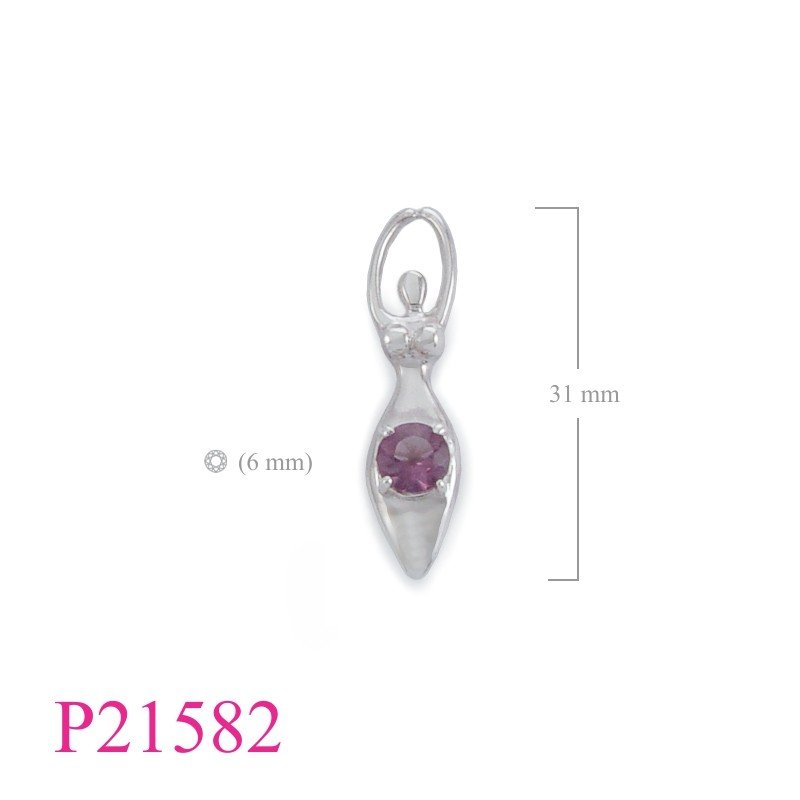 Pendant, "Earth Dreamer" with 6mm round Amethyst Glass stone.