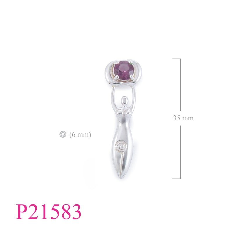 Pendant, "Earth Dreamer" with 6mm round Amethyst Glass stone.