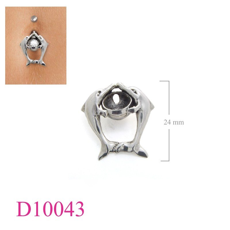 Dolphin Body Jewelry, shield, double dolphins.