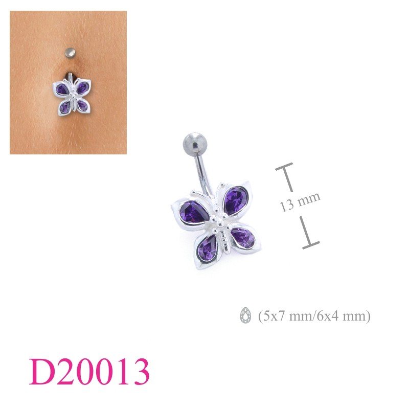 Butterfly Body Jewelry, butterfly with 7x5mm marquise and 6x4mm pear stones.