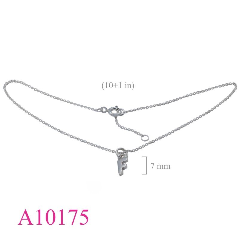 Anklet, 10 inches Chain and "F".