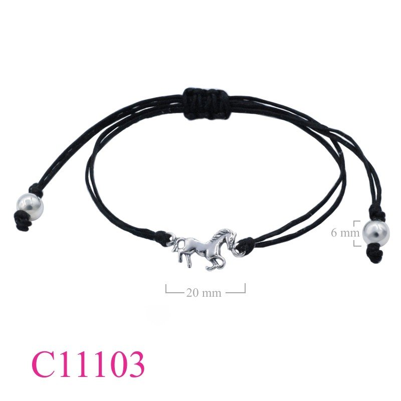 Bracelet, horse and wax cotton string.