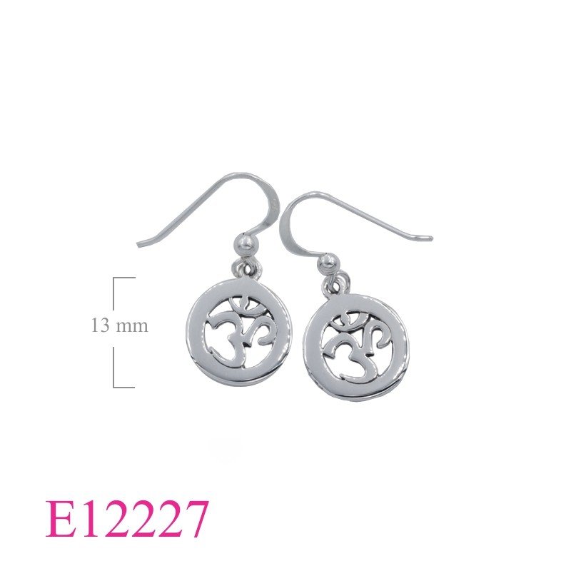 Earrings, 13mm round Om.