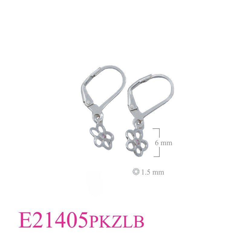Earrings, openwork flower and Agua Glass with Leverback hook.