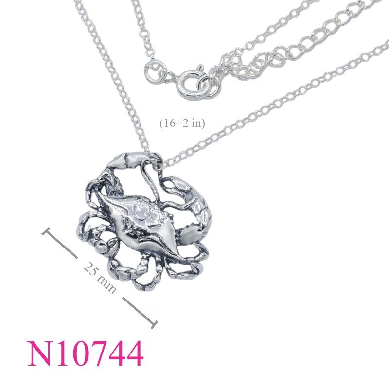 Necklace, 16 inches chain and crab charm.