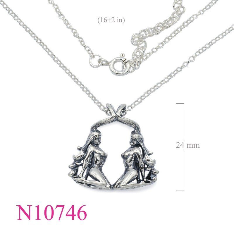 Necklace, 16 inches chain and Gemini zodiac charm.