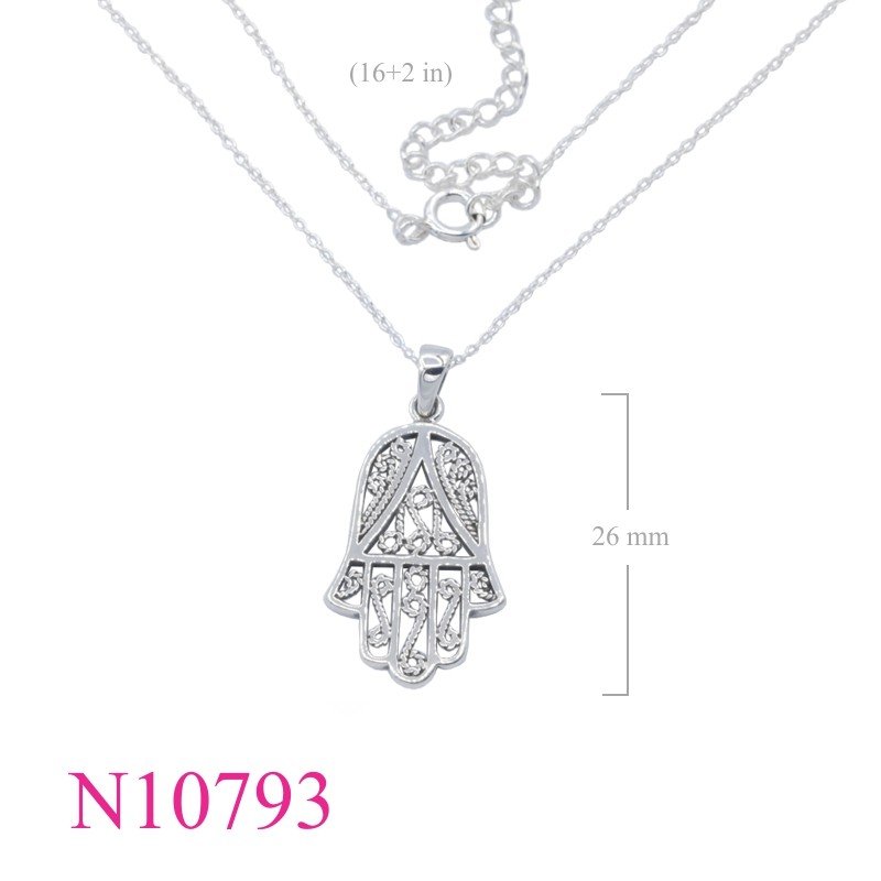 Necklace, 16 inches chain and Fatima hand charm.