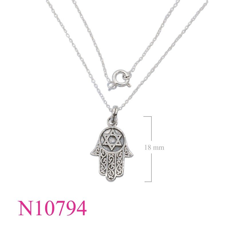Star Necklace, Fatima Necklace, 18 inches chain and Fatima hand Davis charm.