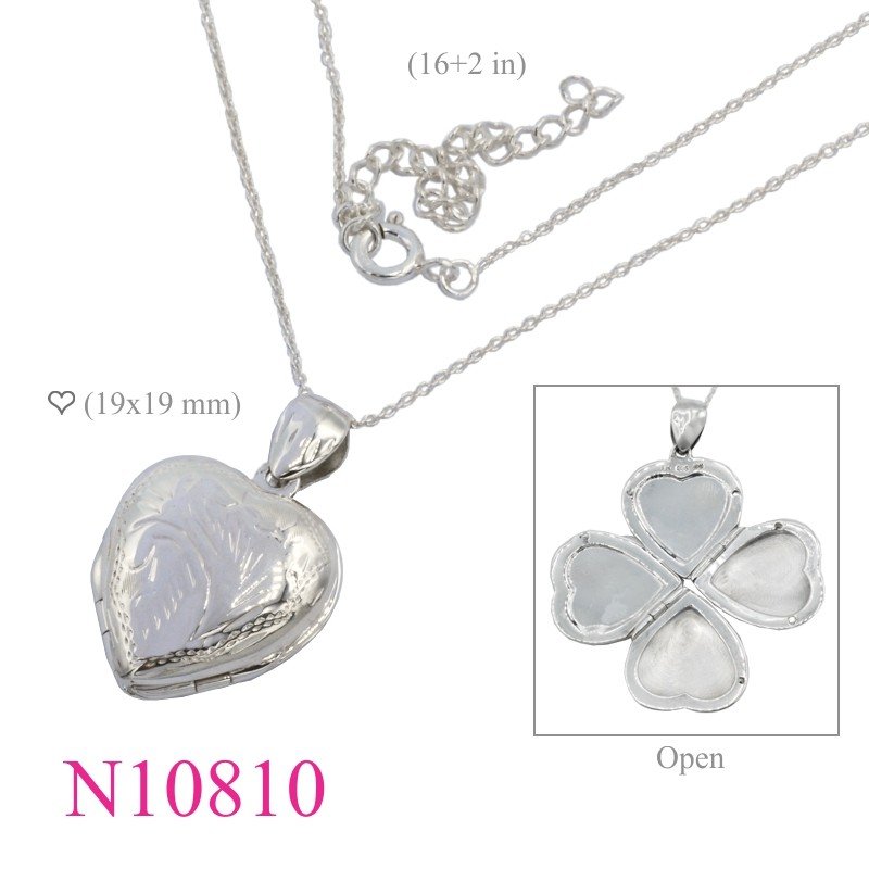 Necklace, 16 inches chain and 19mm double folds heart locket.