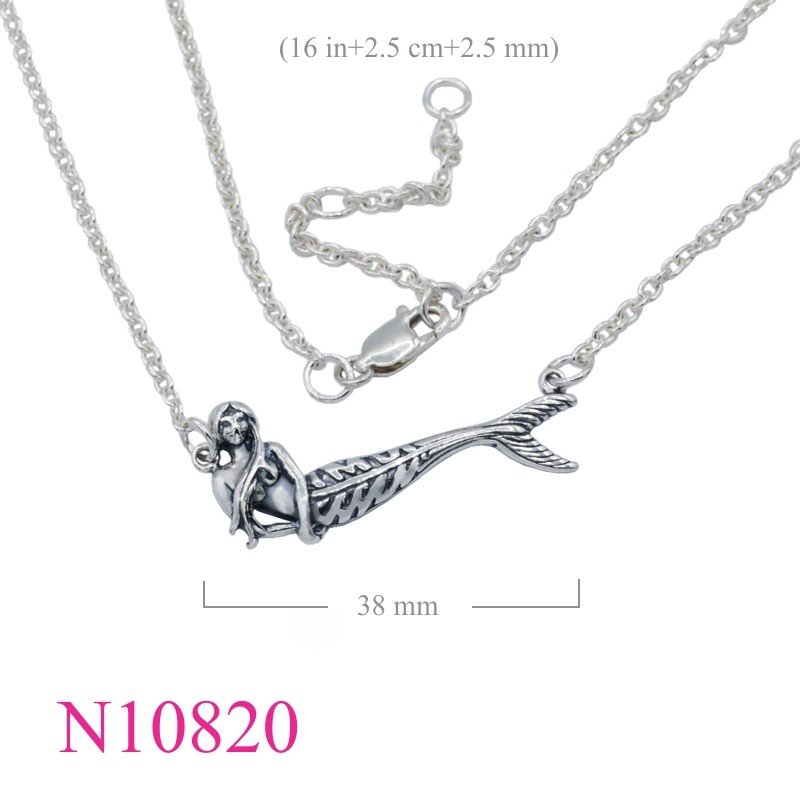 Necklace, 16 inches chain and mermaid charm.