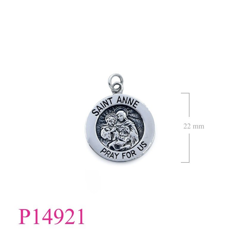 Pendant, 22mm round SAINT ANNE.