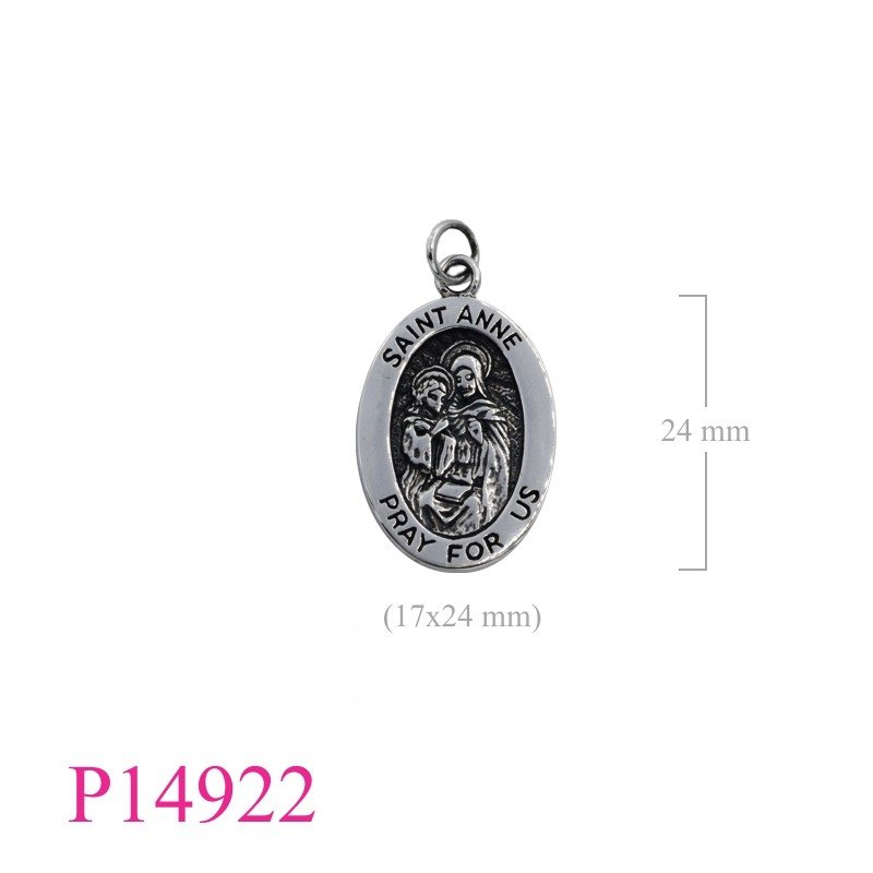 Pendant, 17x24mm oval SAINT ANNE.