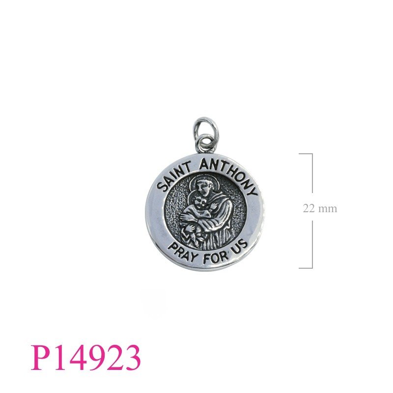 Pendant, 22mm round SAINT ANTHONY.