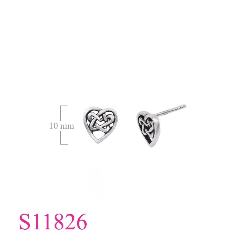 Celtic Earrings, Heart Earrings, 9mm Celtic .