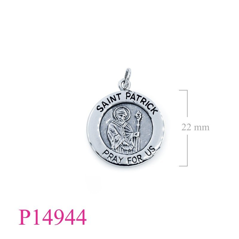 Pendant, 22mm round SAINT PATRICK.