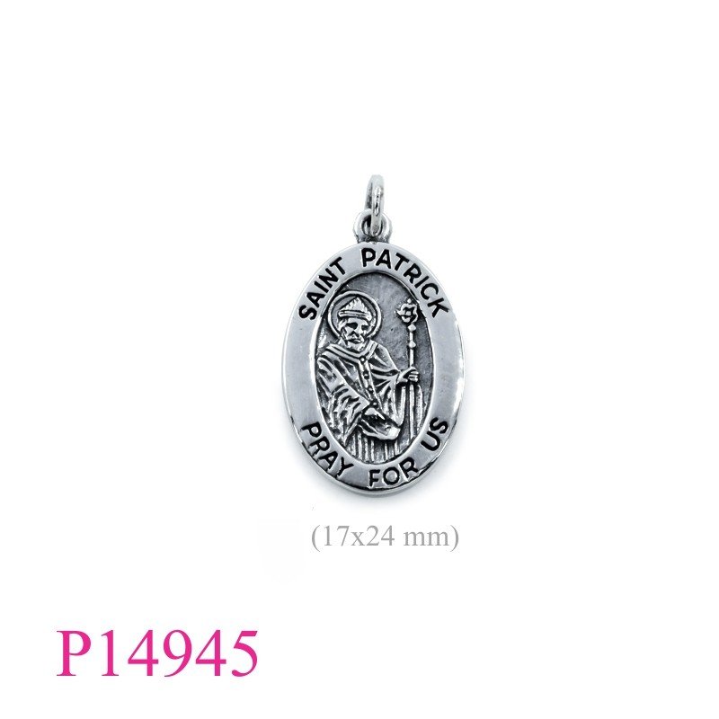 Pendant, 17x24mm oval SAINT PATRICK.