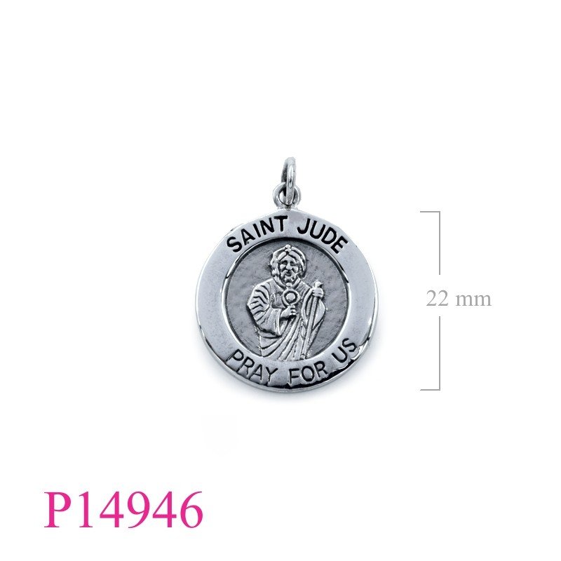 Pendant, 22mm round SAINT JUDE.