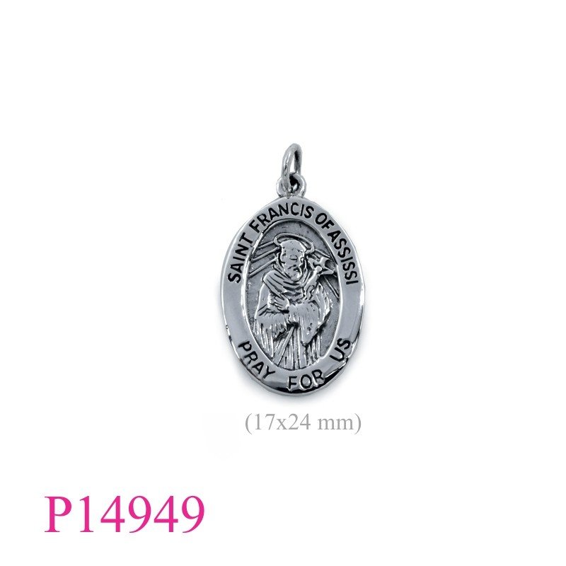 Pendant, 17x24mm oval SAINT FRANCIS OF ASSISSI.