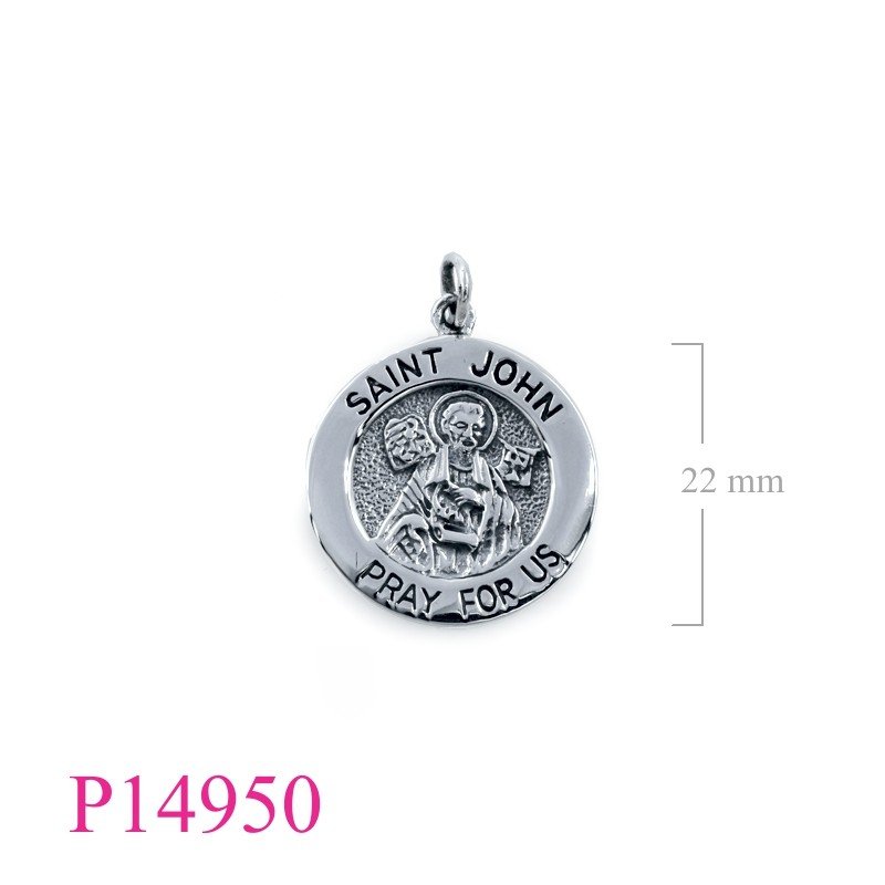 Pendant, 22mm round SAINT JOHN.