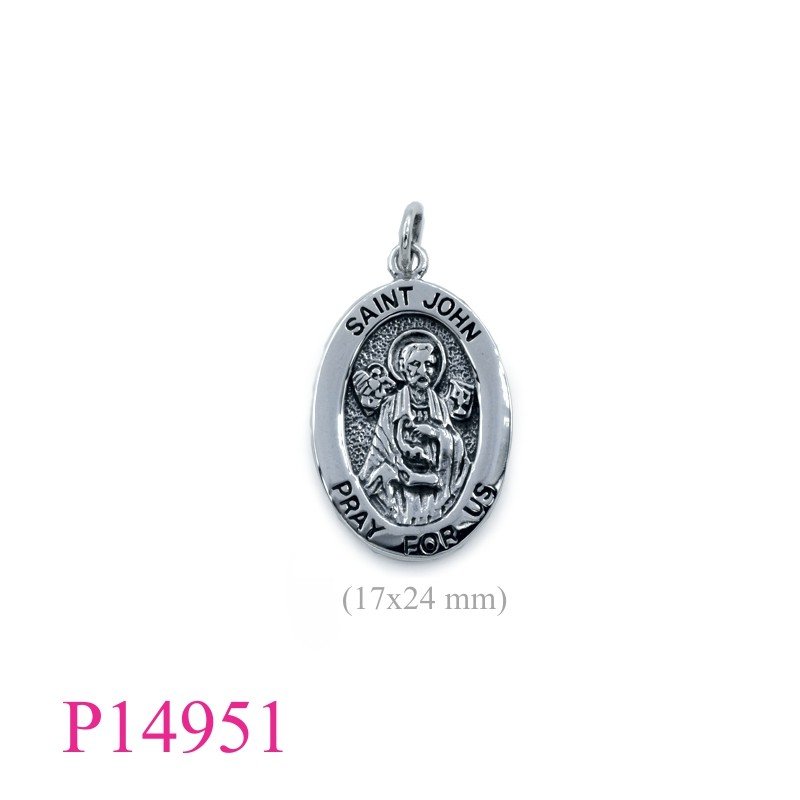 Pendant, 17x24mm oval SAINT JOHN.