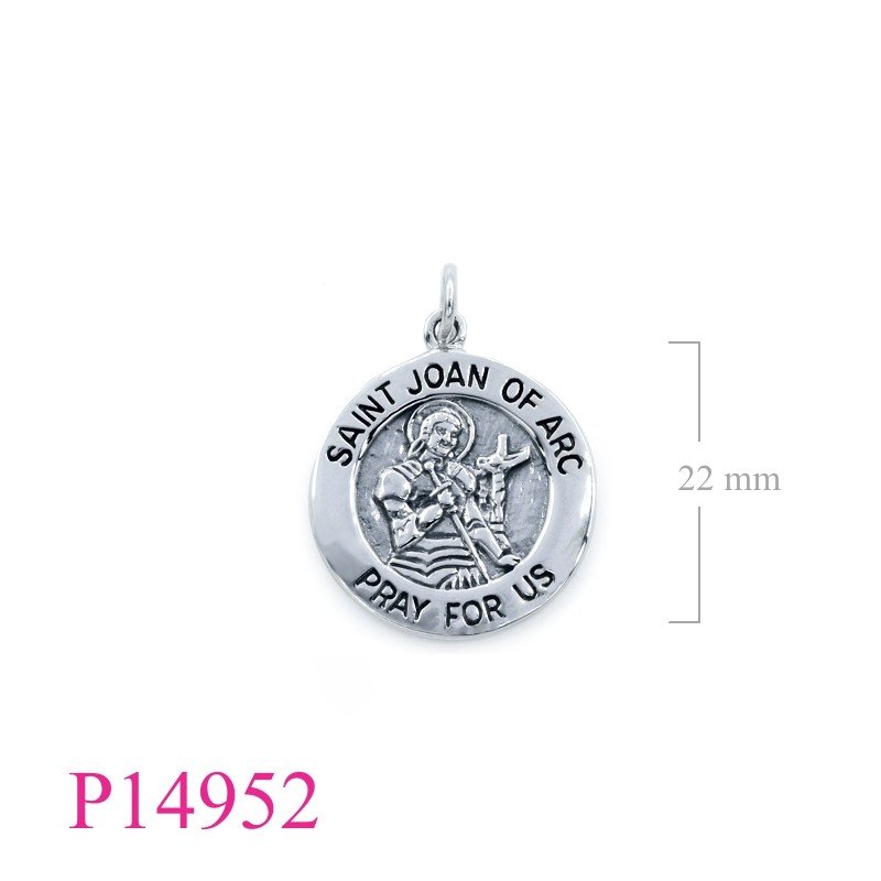 Pendant, 22mm round SAINT JOAN OF ARC.