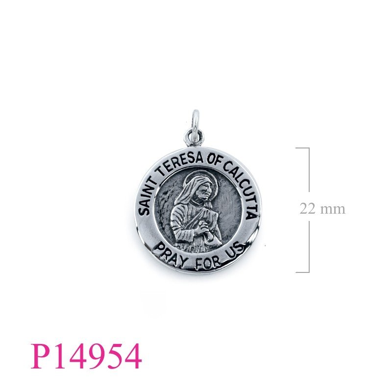 Pendant, 22mm round SAINT TERESA OF CALCUTTA.