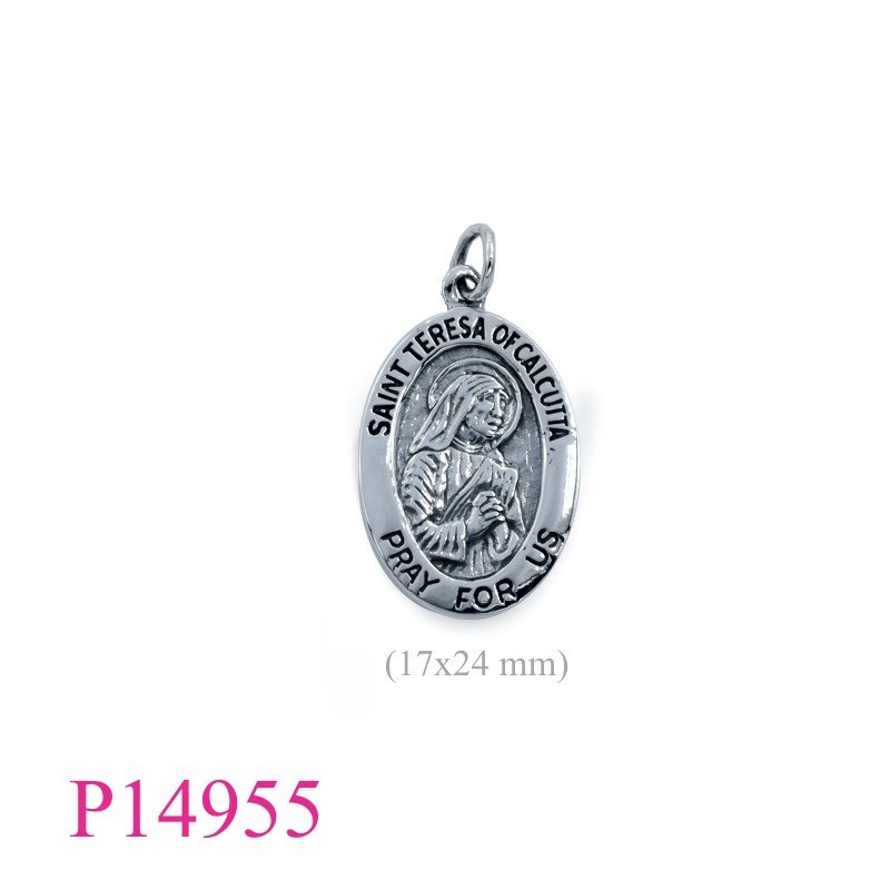 Pendant, 17x24mm oval SAINT TERESA OF CALCUTTA.