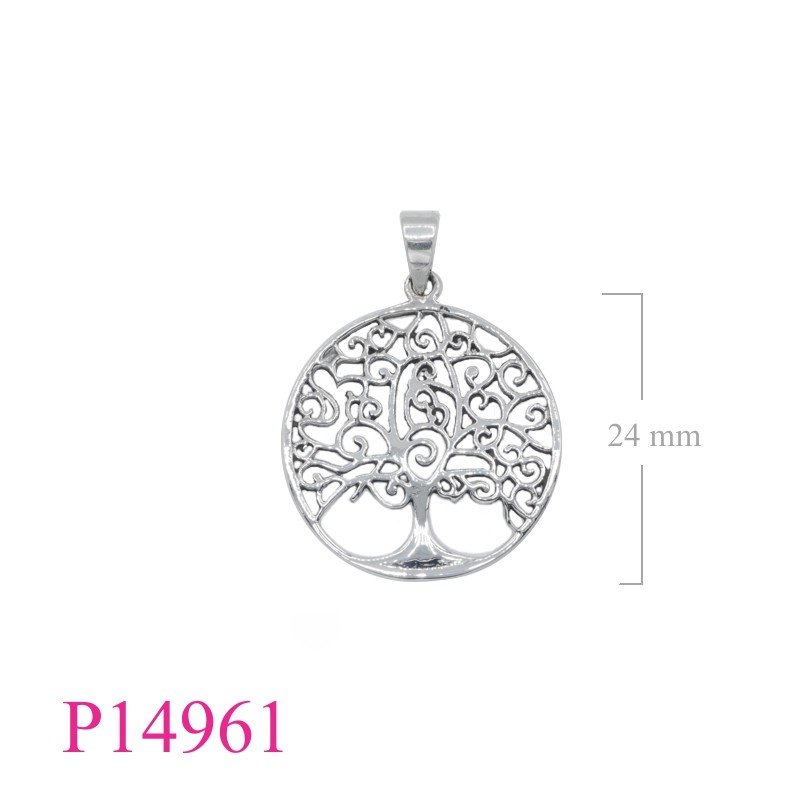 Tree Of Life Pendant, Travel Jewelry Pendant, 24mm round openwork Tree of life.