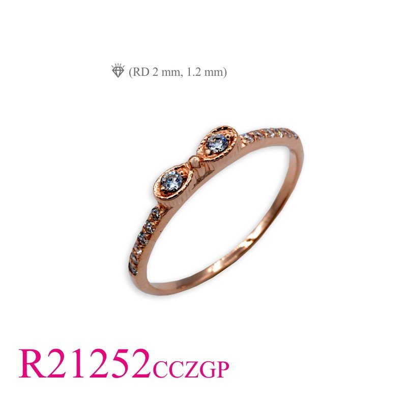 Gold Ring, CZ Ring, Evil eyes Ring, evil eyes and small CCZs with Flash Pink Gold plated.