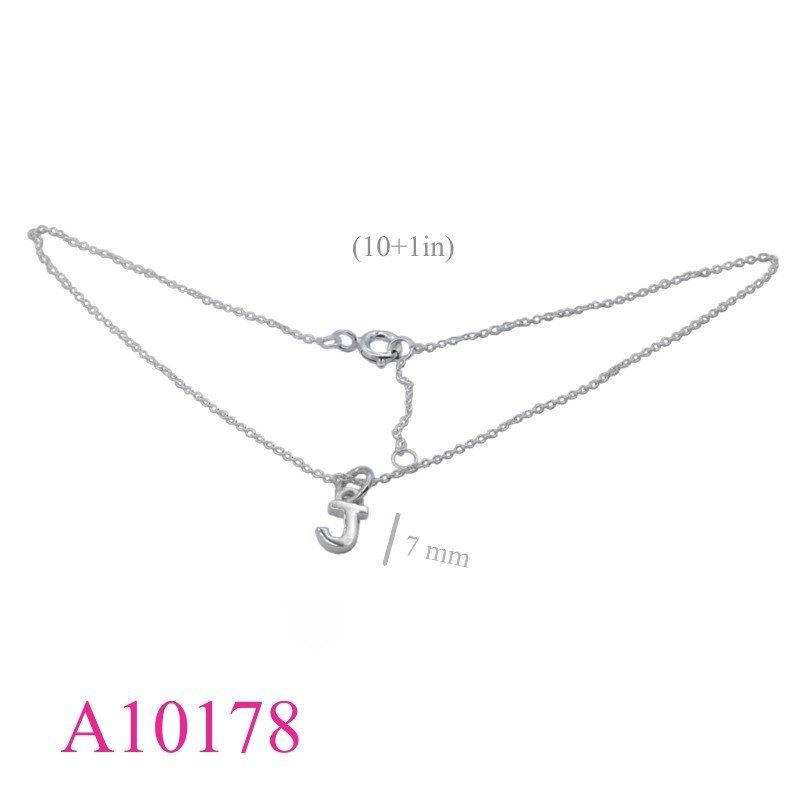 Anklet, 10 inches Chain and "J".