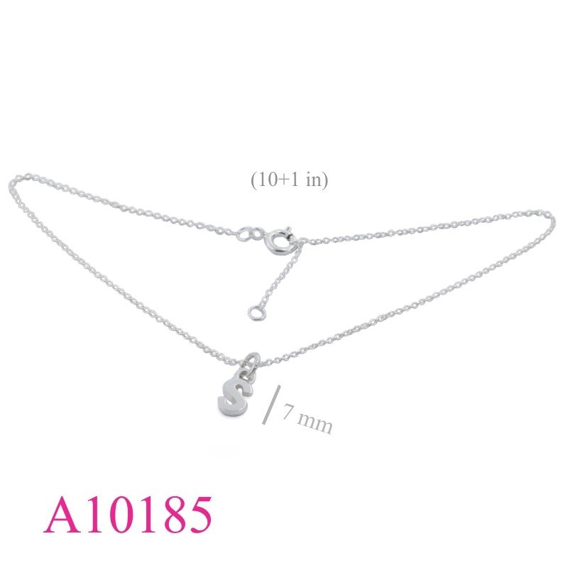 Anklet, 10 inches Chain and "S".
