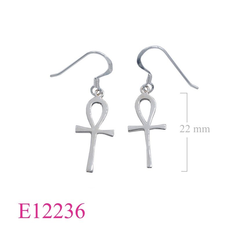 Earrings, 20mm Ankh.