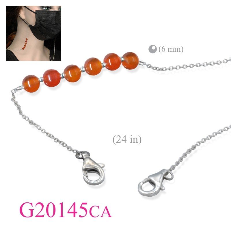 Mask Chain, 23 inches with Carnelian Beads.