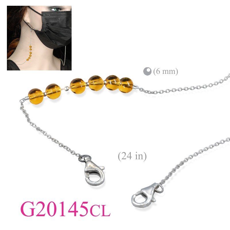 Mask Chain, 23 inches with Citrine Beads.
