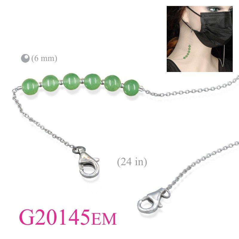 Mask Chain, 23 inches with Emerald Beads.