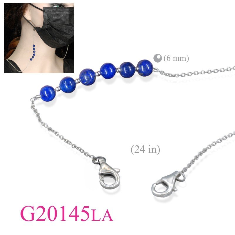 Mask Chain, 23 inches with Lapis Beads.