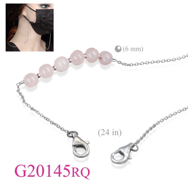 Mask Chain, 23 inches with Rose quartz Beads.